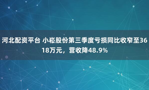 河北配资平台 小崧股份第三季度亏损同比收窄至3618万元，营收降48.9%