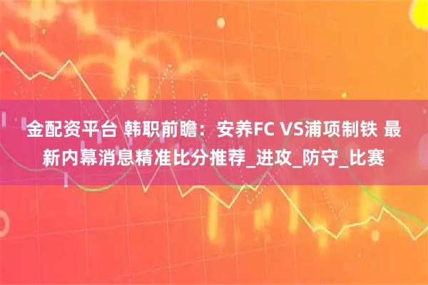 金配资平台 韩职前瞻：安养FC VS浦项制铁 最新内幕消息精准比分推荐_进攻_防守_比赛